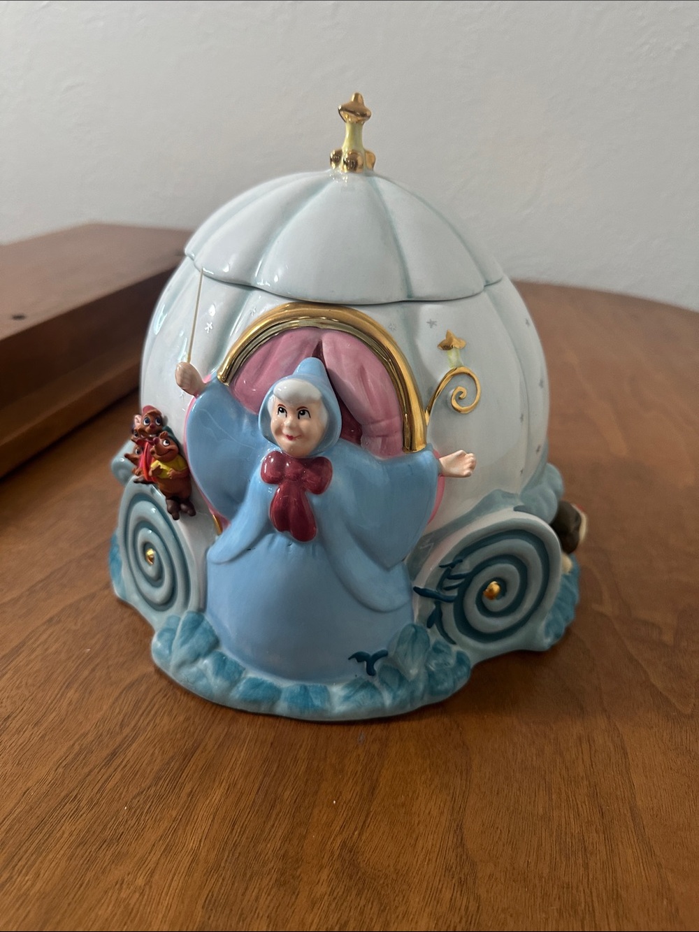 Disney Cinderella Pumpkin Coach & Fairy Godmother ceramic cookie jar